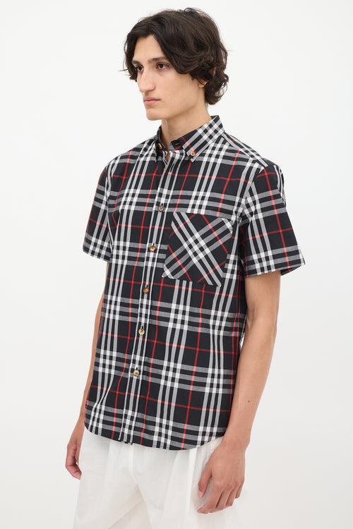 Burberry Black 
Multicolour Plaid Short Sleeve Shirt