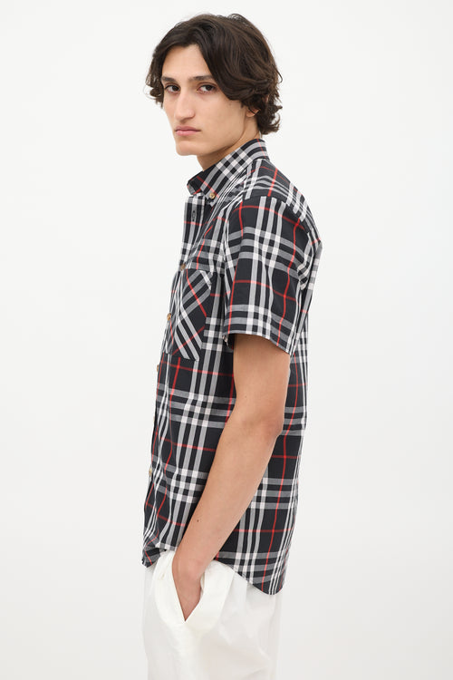 Burberry Black 
Multicolour Plaid Short Sleeve Shirt