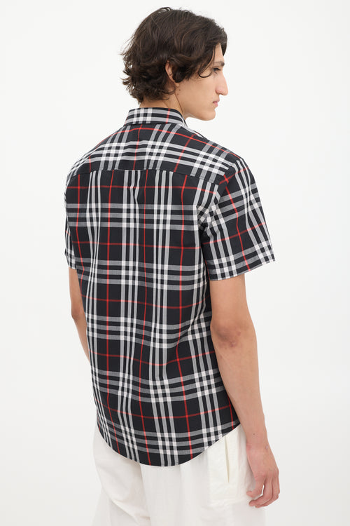 Burberry Black 
Multicolour Plaid Short Sleeve Shirt