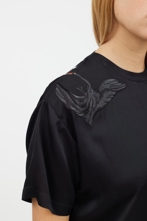 Burberry Black 
Multicolour Silk Embroidered Shirt