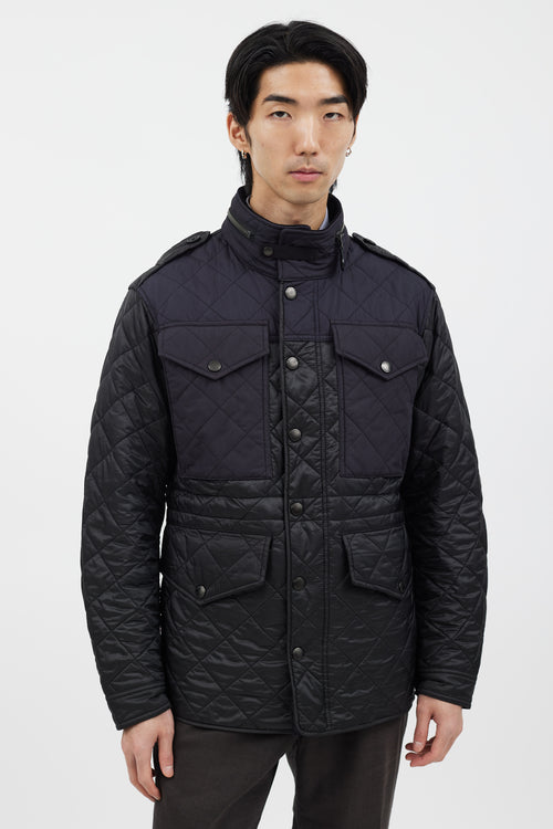 Burberry Black 
Navy Quilted Four Pocket Jacket