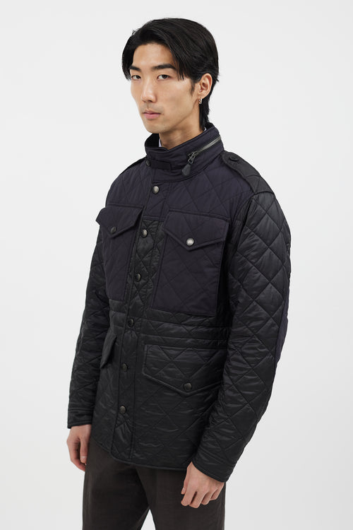 Burberry Black 
Navy Quilted Four Pocket Jacket