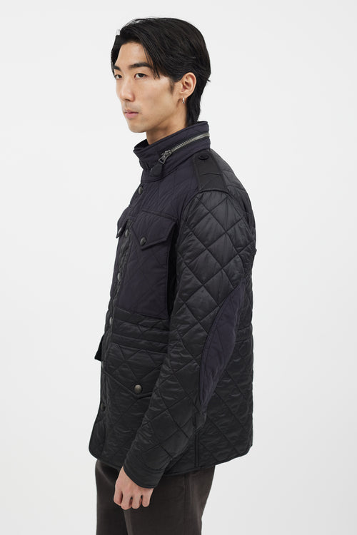 Burberry Black 
Navy Quilted Four Pocket Jacket