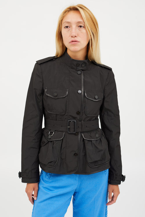 Burberry Black Nylon Belted Jacket