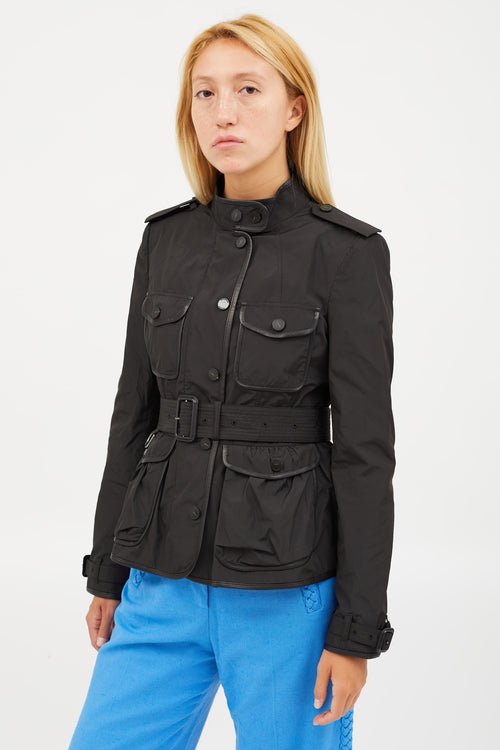 Burberry Black Nylon Belted Jacket