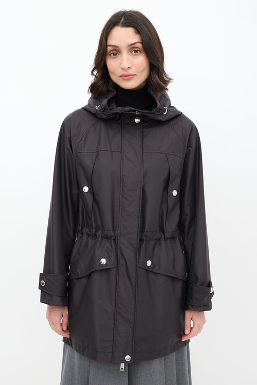 Burberry Black Nylon Hooded Zip Jacket