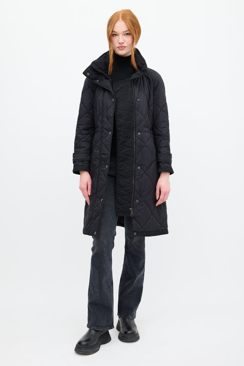 Burberry Black Nylon Quilted Coat