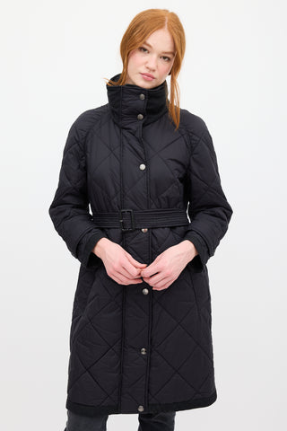 Burberry Black Nylon Quilted Coat