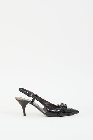 Burberry Black Patent Leather Buckle Pump