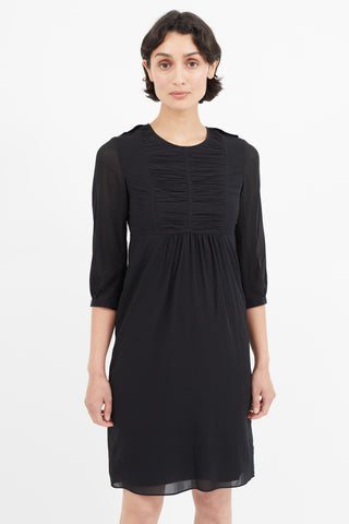 Burberry Black Pleated Silk Dress