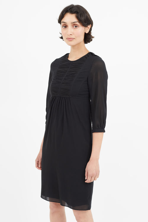 Burberry Black Pleated Silk Dress