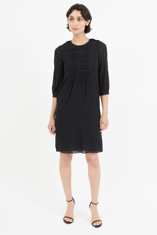 Burberry Black Pleated Silk Dress