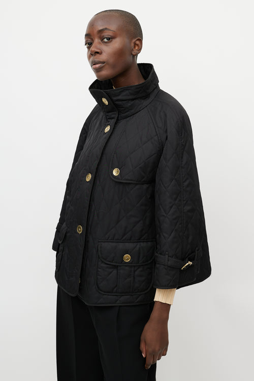 Burberry Black Quilted Three Quarter Sleeve Jacket