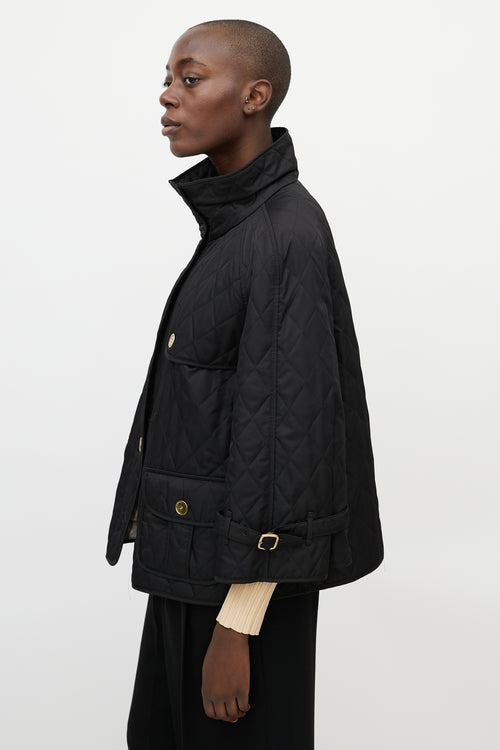 Burberry Black Quilted Three Quarter Sleeve Jacket