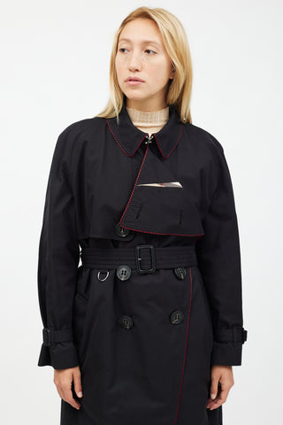 Burberry Black 
Red Trim Trench Coat