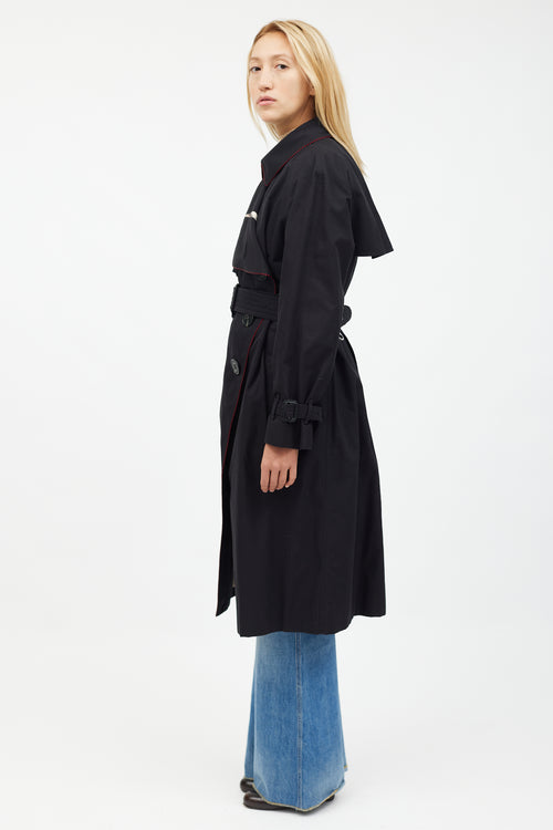 Burberry Black 
Red Trim Trench Coat