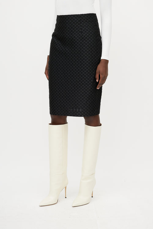 Burberry Black Textured Midi Pencil Skirt