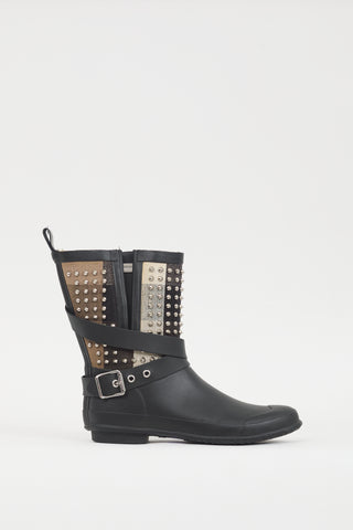 Burberry Black 
Multicolour Nova Check Studded Rubber Boot