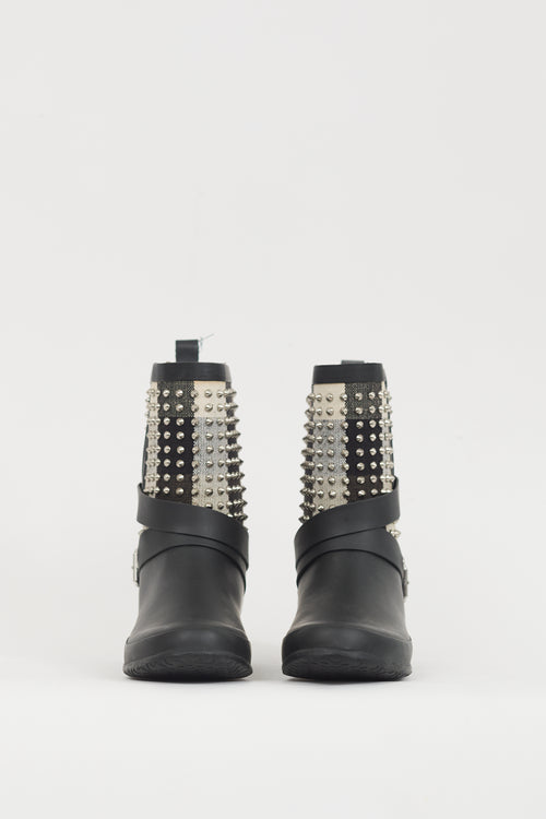 Burberry Black 
Multicolour Nova Check Studded Rubber Boot