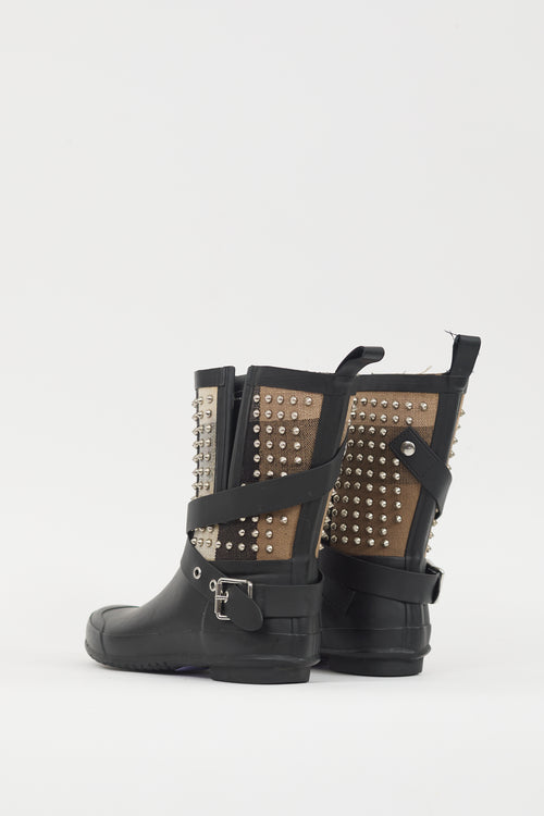 Burberry Black 
Multicolour Nova Check Studded Rubber Boot