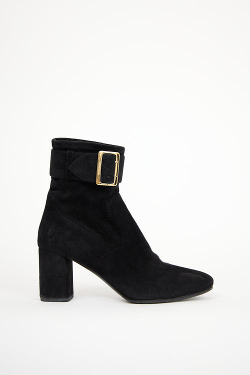 Burberry Black Suede Heeled Sock Boot