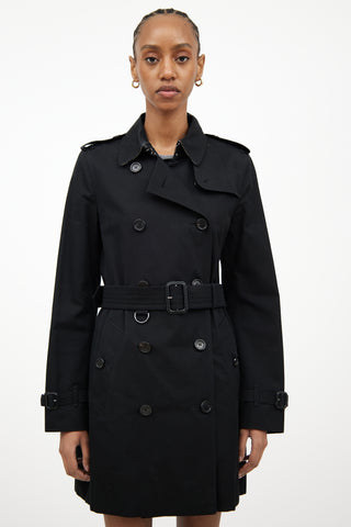 Burberry Black Cotton Short Trench Coat