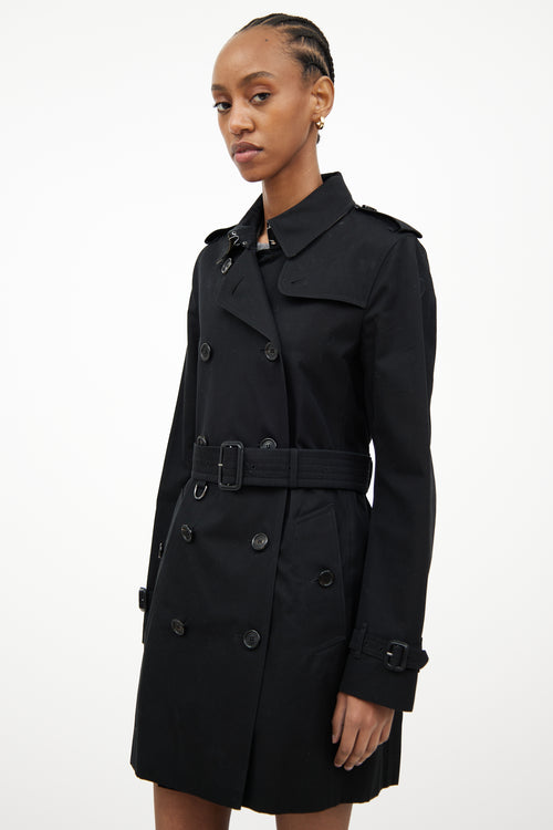 Burberry Black Cotton Short Trench Coat