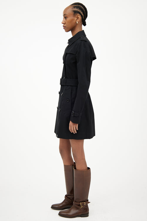 Burberry Black Cotton Short Trench Coat