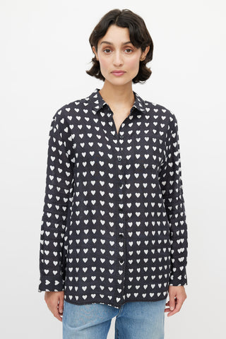 Burberry Black 
White Heart Print Shirt