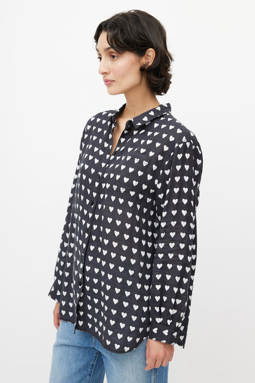 Burberry Black 
White Heart Print Shirt