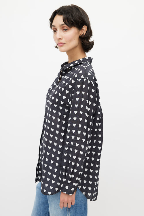 Burberry Black 
White Heart Print Shirt