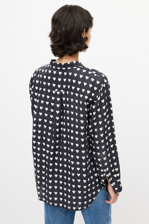 Burberry Black 
White Heart Print Shirt