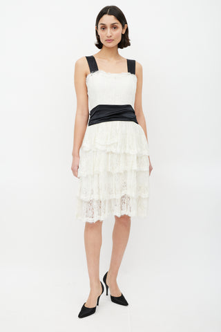 Burberry Black 
White Ruffled Lace Dress