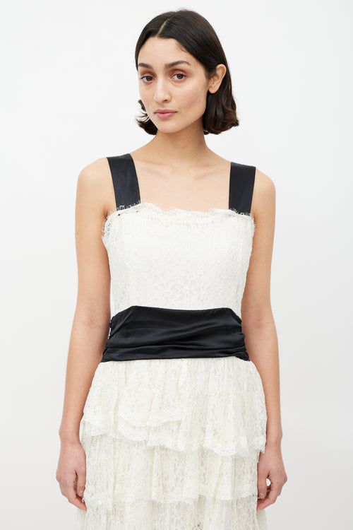 Burberry Black 
White Ruffled Lace Dress