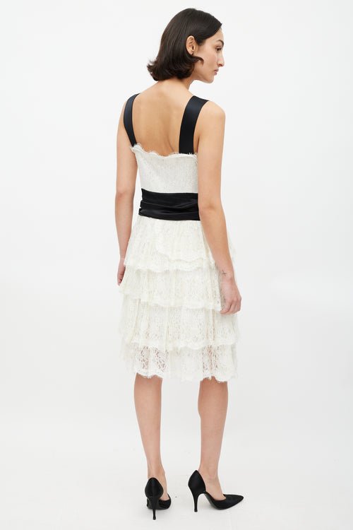 Burberry Black 
White Ruffled Lace Dress