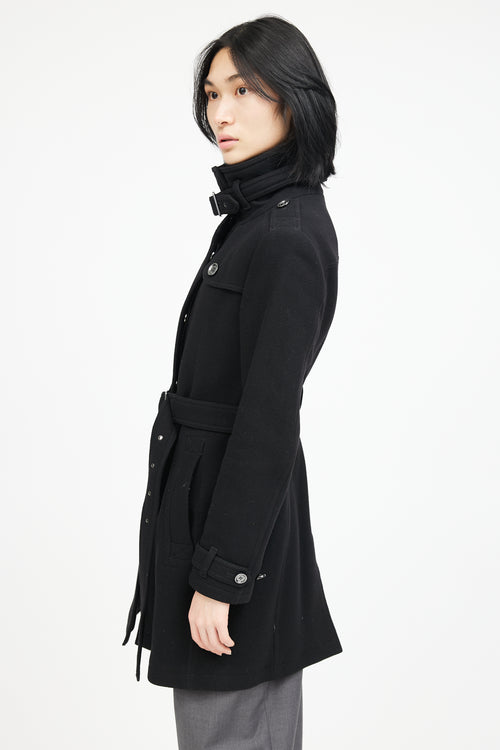 Burberry Black Wool Belted Coat