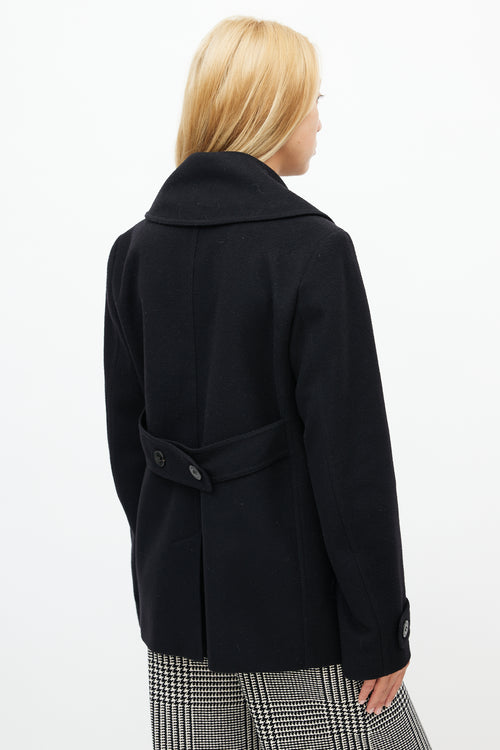 Burberry Black Wool Double Breasted Coat