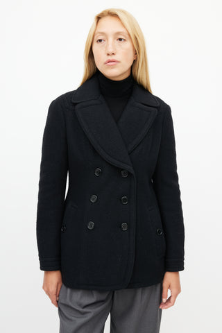 Burberry Black Wool Double Breasted Jacket