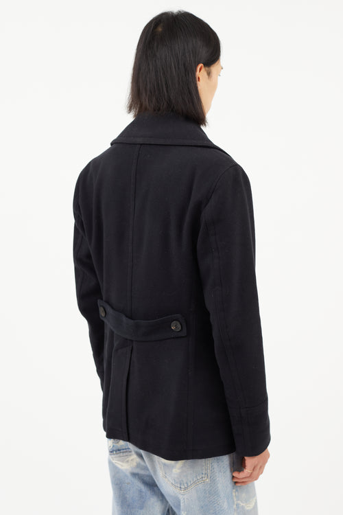 Burberry Black Wool Double Breasted Peacoat