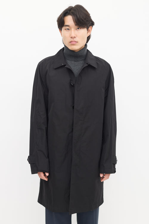 Burberry Black Wool Lined Mid Length Coat