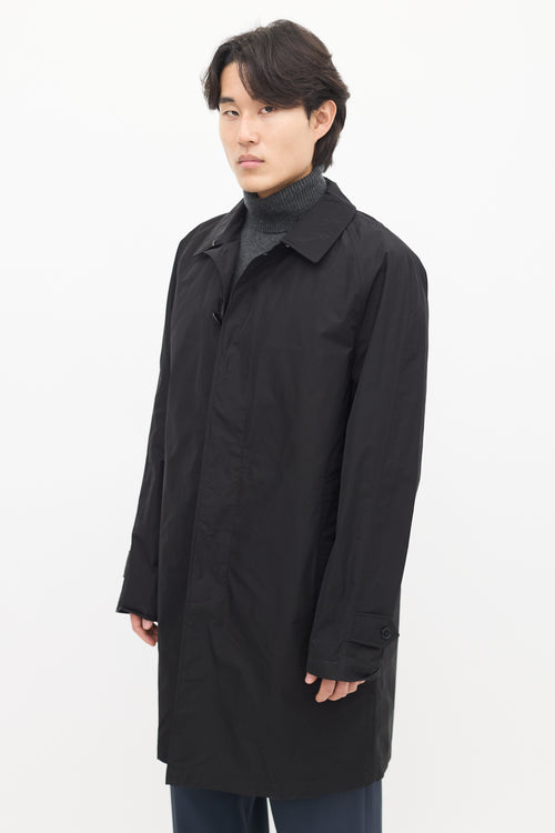 Burberry Black Wool Lined Mid Length Coat