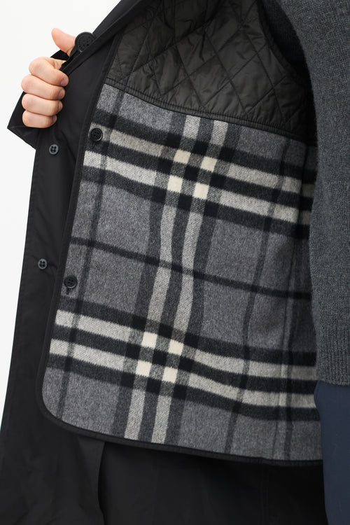 Burberry Black Wool Lined Mid Length Coat