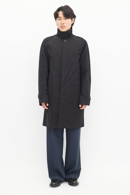 Burberry Black Wool Lined Mid Length Coat