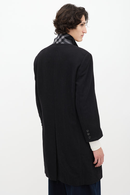 Burberry Black Wool Two Pocket Mid Length Coat