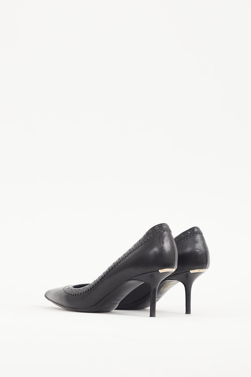 Burberry Black Leather Trimmed Pump