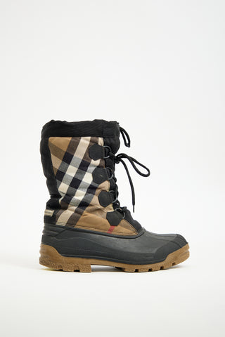 Burberry Black 
Brown Nova Check Snow Boot