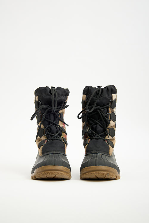 Burberry Black 
Brown Nova Check Snow Boot