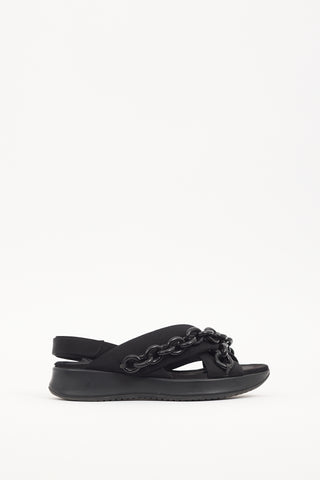 Burberry Black Criss Cross Chain Sandal