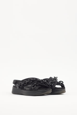 Burberry Black Criss Cross Chain Sandal