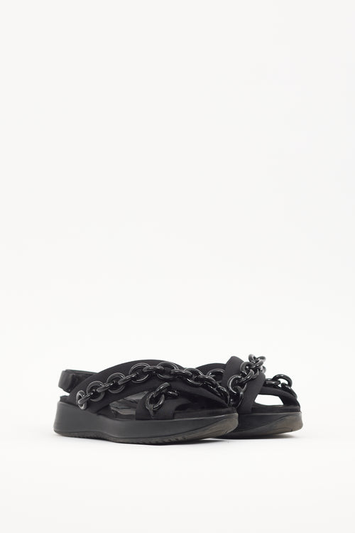 Burberry Black Criss Cross Chain Sandal